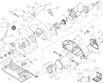 Default Diagram and Parts List for C2020K Type 1 Black and Decker Circular Saw